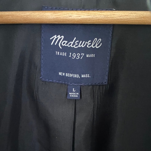 Woman’s Madewell Navy and Green Plaid Coat - Picture 3 of 4